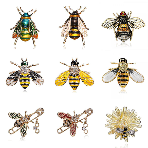 Fashion Enamel Insect Series Brooches Women Men Delicate Little Bee Brooch Crystal Rhinestone Brooch Pin Jewelry Gifts Wholesale