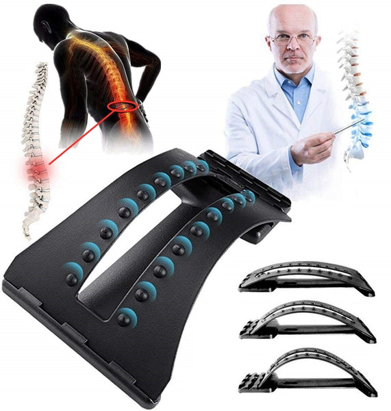 Back Massage Stretcher Lumbar Support Spine Pain Relief Chiropractic 18 Trigger Points 3-Level Stretching Device