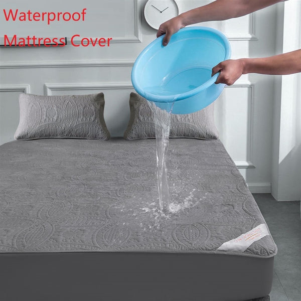 Super Waterproof Quilted Mattress Cover Air-Permeable Bed Protector Pad Cover Queen Mattress Topper Not Including Pillowcase