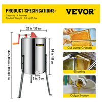VEVOR Honey Extractor 2 3 4 Frame Manual Electric Stainless Steel Honeycomb Spinner Crank Honey Centrifuge Beekeeping Equipment