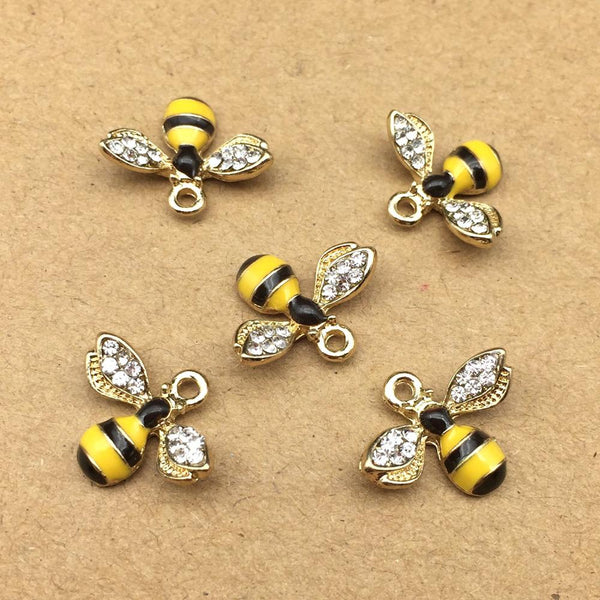 10pcs 14x18mm Enamel Bee Charm for Jewelry Making Cute Earring Pendant Bracelet Necklace Accessories Diy Finding Craft Supplies