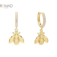 ROMAD 2022 Trendy Gold Bee Pendant Earrings For Women Gold Piercing Earrings Dangle Fashion Jewelry Pendientes Mujer