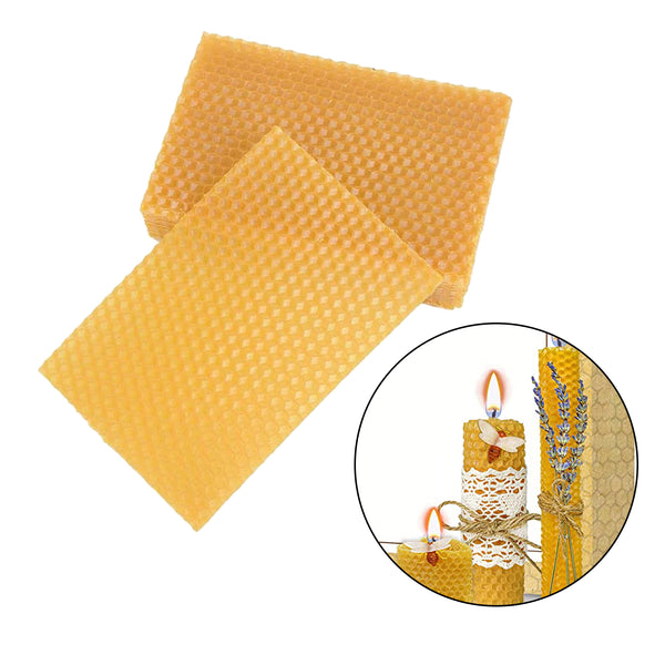 10 Pcs Beeswax Sheet, Beekeeping Foundation Sheets, Beeswax Candle Making Kit Natural Bee Wax Honeycomb Sheets for Hives