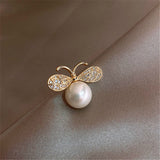 Little Bee Brooches Imitation Pearls Insect Brooch Women Delicate Crystal Rhinestone Pin For Girl Cute Jewelry Wholesale Gifts