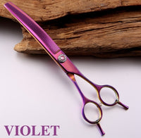 Fenice Professional JP440c 7 inch High quality Pet dog Grooming Scissors Curved thinning shears Thinning rate about 25%