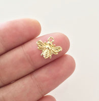 Eruifa 20pcs 13*12mm Mini Bee Charms Zinc Alloy necklace,earring bracelet jewelry DIY handmade 2 colors