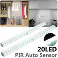 Wireless 20 LED Under Cabinet Light Night Light With PIR Motion Sensor Wardrobe Closet Stair Kitchen Night Lamp Battery Power